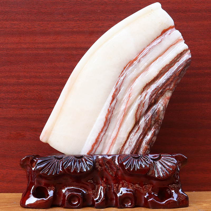 17*21*2cm1290g天然石材奇石摆件猪肉石五花肉桌面装饰雕刻石摆件