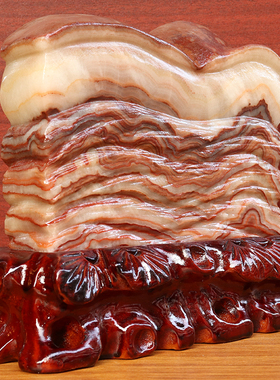 22*19*4cm3372g天然石材奇石摆件猪肉石五花肉桌面装饰雕刻石摆件