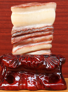 12*15*4cm870g天然石材奇石摆件猪肉石五花肉桌面装饰雕刻石摆件