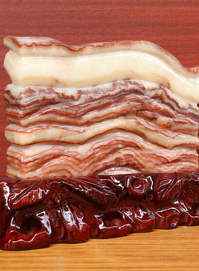 26*18*3cm3000g天然石材奇石摆件猪肉石五花肉桌面装饰雕刻石摆件