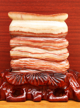 18*17*7cm2993g天然石材奇石摆件猪肉石五花肉桌面装饰雕刻石摆件