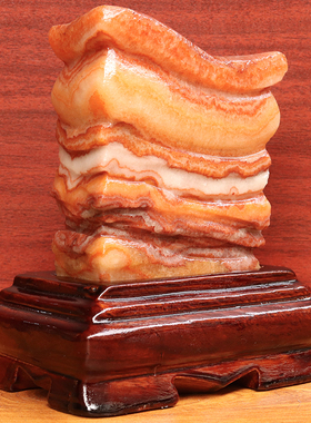 10*13*3cm805g天然石材奇石摆件猪肉石五花肉桌面装饰雕刻石摆件