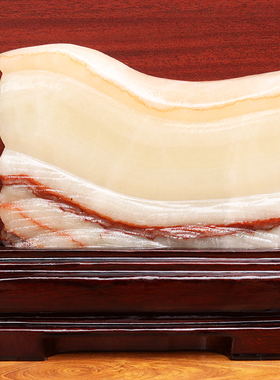 21*17*3cm1841g天然石材奇石摆件猪肉石五花肉桌面装饰雕刻石摆件