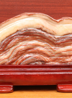 24*21*9cm7489g天然石材奇石摆件猪肉石五花肉桌面雕刻石摆件