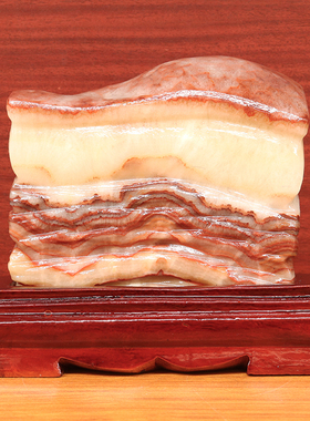 18*15*4cm1852g天然石材奇石摆件猪肉石五花肉桌面装饰雕刻石摆件