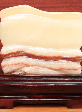 17*17*6cm3296g天然石材奇石摆件猪肉石五花肉桌面装饰雕刻石摆件