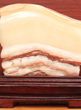 18*18*5cm3340g天然石材奇石摆件猪肉石五花肉桌面装饰雕刻石摆件