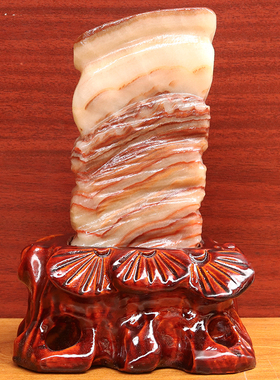 11*17*4cm1008g天然石材奇石摆件猪肉石五花肉桌面装饰雕刻石摆件