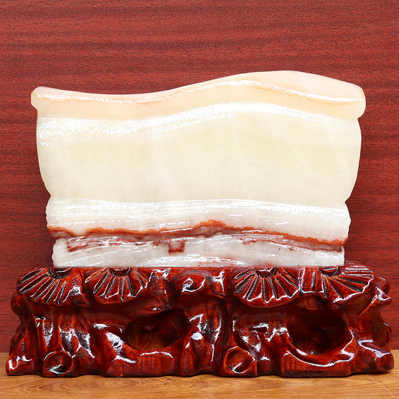 20*16*2cm1514g天然石材奇石摆件猪肉石五花肉桌面装饰雕刻石摆件