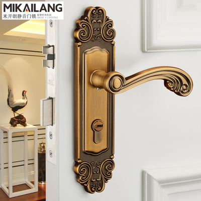 米开朗欧式房门锁静音卧室门锁室内房间实木门锁具黑色执手门锁