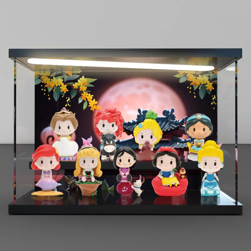 灯光款场景展示盒适用POPMART泡泡玛特公主专属座驾系列盲盒手办