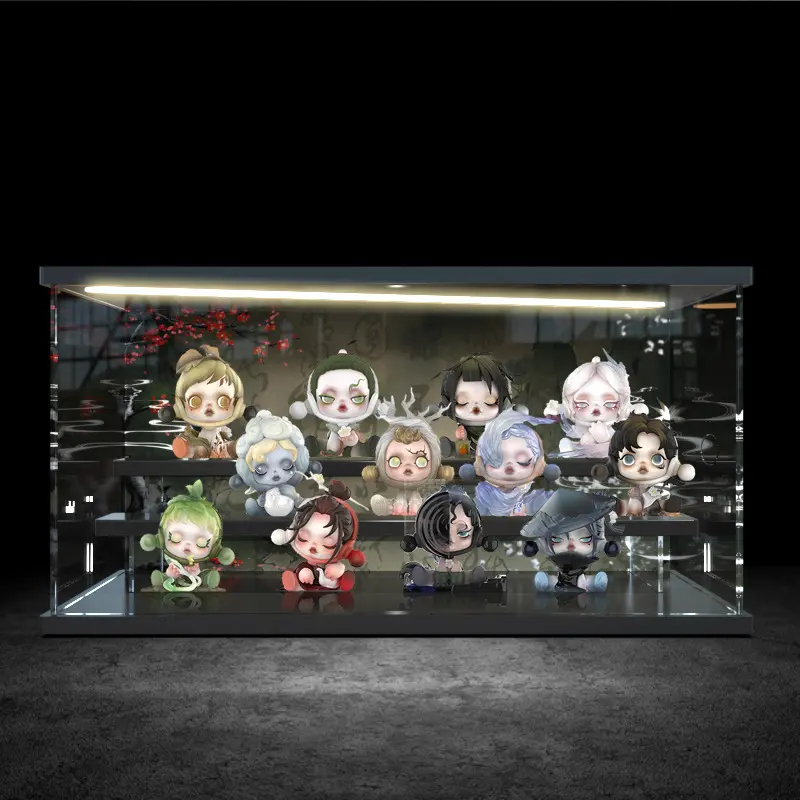 适用POPMART泡泡玛特SKULLPANDA 庭前墨梅古风盲盒手办灯光展示盒