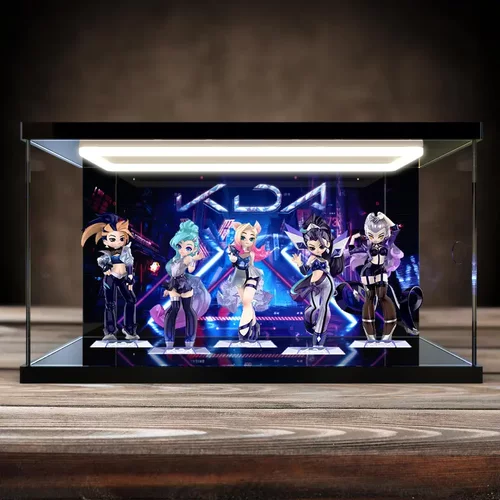 适用泡泡玛特 K/DA ALL OUT英雄联盟系列盲盒亚克力灯光款收纳盒