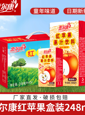 惠尔康红苹果果汁248ml夏日解暑8090怀旧解腻饮火锅经典饮料福建