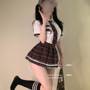 学院风qqny女辣妹超短百褶裙 酒酿桃子****性感内衣jk制服纯欲套装