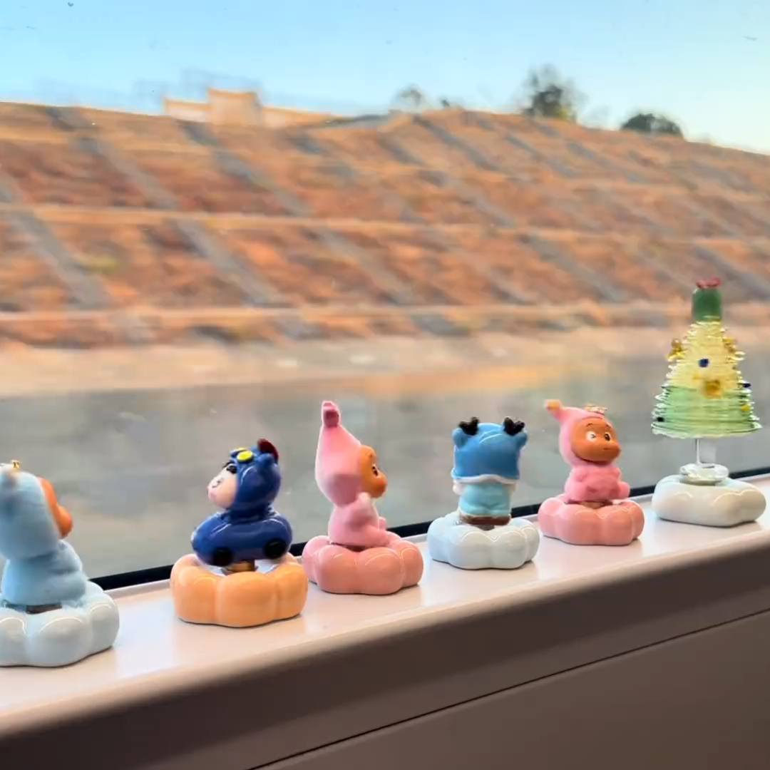 陶瓷车载摆件娃娃旋转景德镇车载桌面转转景德镇转转摆件