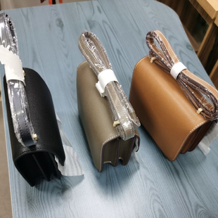 (康康)新款潮康康包真皮h扣空姐包掌纹牛皮小方包