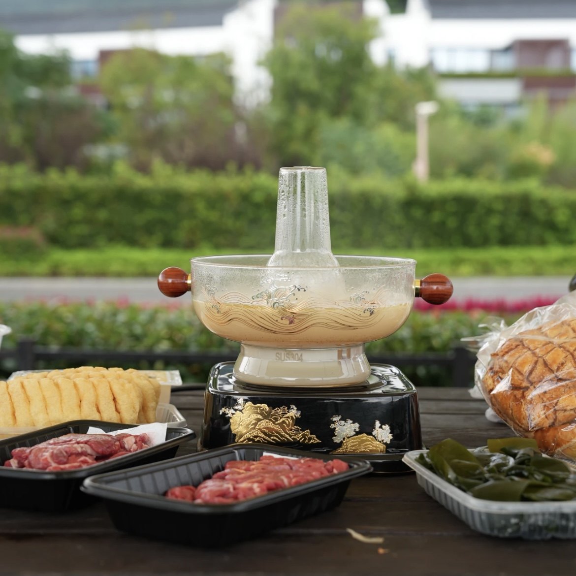 高硼硅玻璃老北京火锅围炉双耳情侣单双人加厚透明小火锅涮羊肉