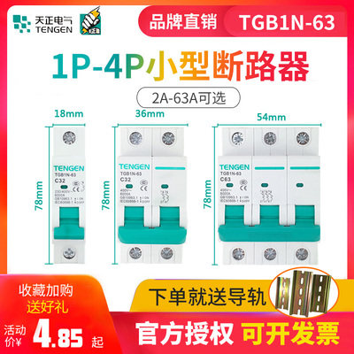 天正电气TGB1N-63空气开关DZ47小型断路器1P2P3P4P32A16A63A在类目 电子/电工, 断路器, 空气开关中 - 来自Buy2taobao.com提供专业的淘宝代购服务