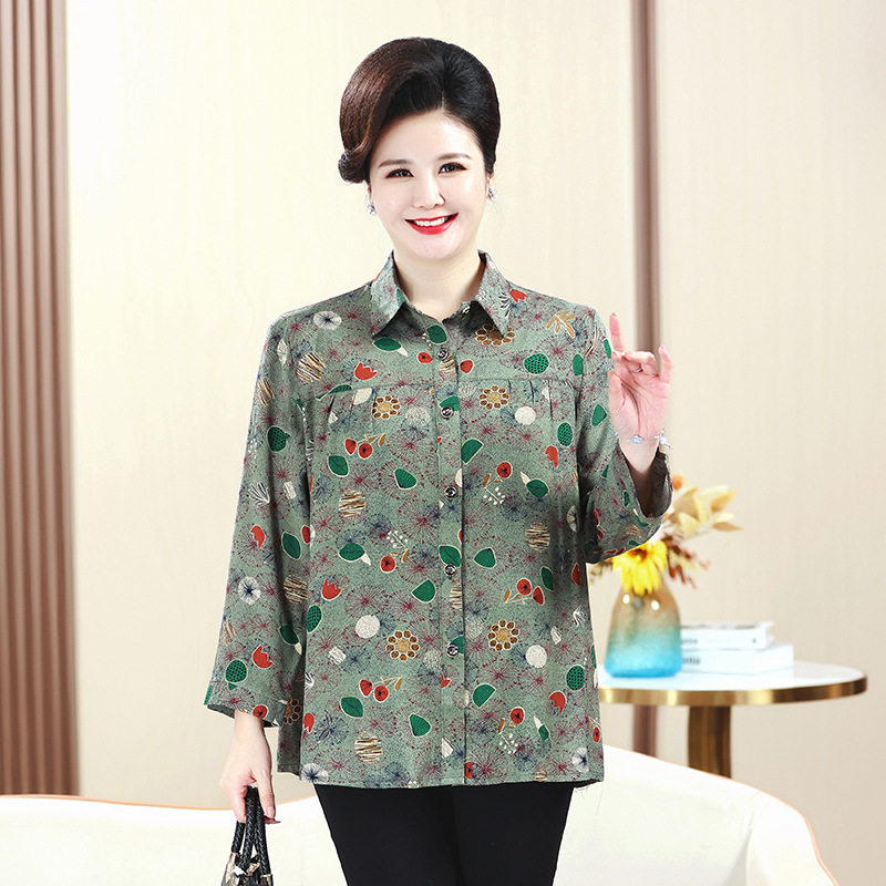 200斤胖妈妈夏装衬衣宽松奶奶装中老年人女装衬衫加肥加大码时尚