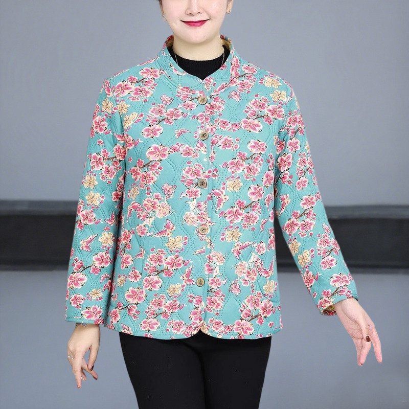 中老年人女装加绒外套胖妈妈秋冬装保暖薄款棉衣加肥加大码200斤