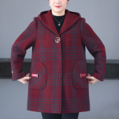 毛呢外套高贵洋气200斤新款 中年妈妈加肥加大码 秋冬装 中老年女装