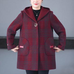 中老年女装秋冬装中年妈妈加肥加大码毛呢外套高贵洋气200斤新款