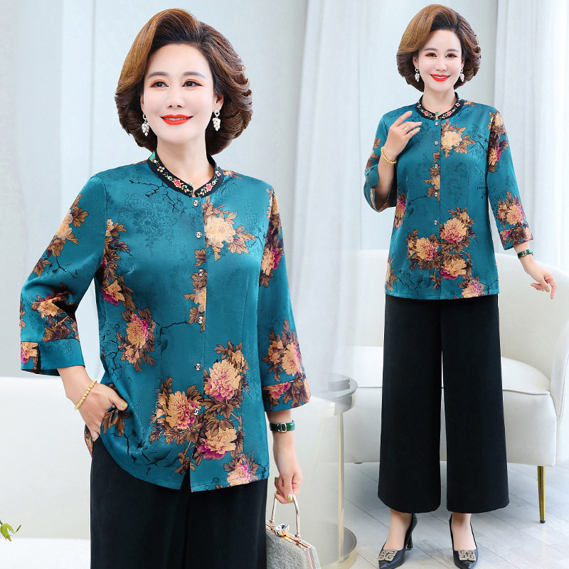胖老太太特大码女装夏装衬衫中老年加肥加大胖妈妈200斤衬衣洋气