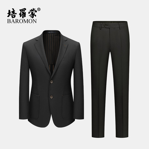 培罗蒙男士黑色薄款西服套装