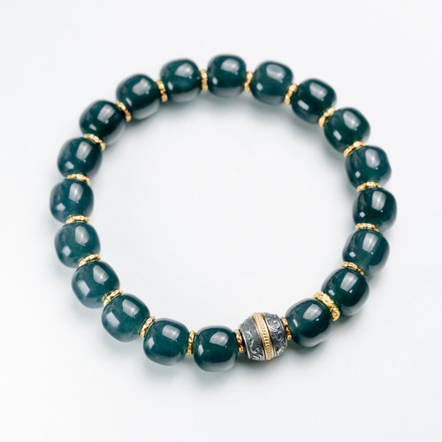 燎原致物 Aureum Creek-绿溪流金-危地马拉翡翠 规圆 老型珠手串