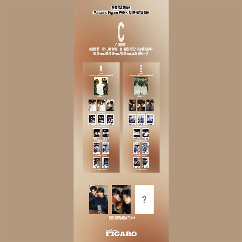 计入销量 费加罗1月 张康乐/马柏全封面+珍藏小卡/拍立得/AR小卡 Madame Figaro PARK费加罗杂志2025年1月特刊 张康乐马柏全双人
