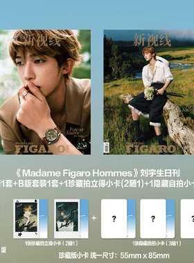 计入销量 费加罗男士8月 刘宇封面 C版:A+B版套装+隐藏自拍小卡（3随1）+拍立得小卡（2随1） Madame Figaro Hommes杂志2025年8月