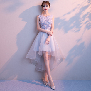 伴娘服2020新款冬季仙气质前短后长小个子宴会晚礼服裙女平时可穿