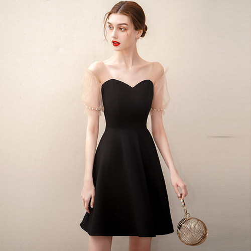 新款宴会气质学生黑色派对小礼服