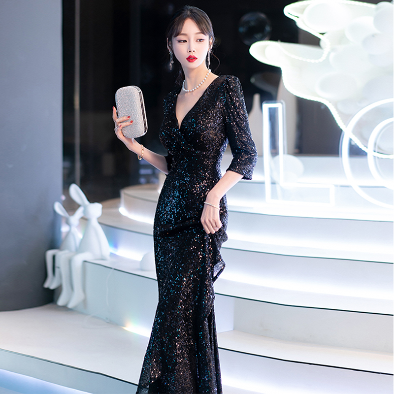 晚礼服鱼尾宴会修身名媛