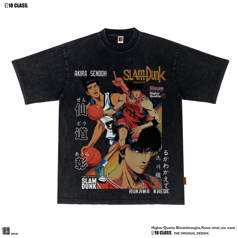 SLAM DUNK灌篮高手日本漫画美式复古街头纯棉宽松水洗短袖T恤青春
