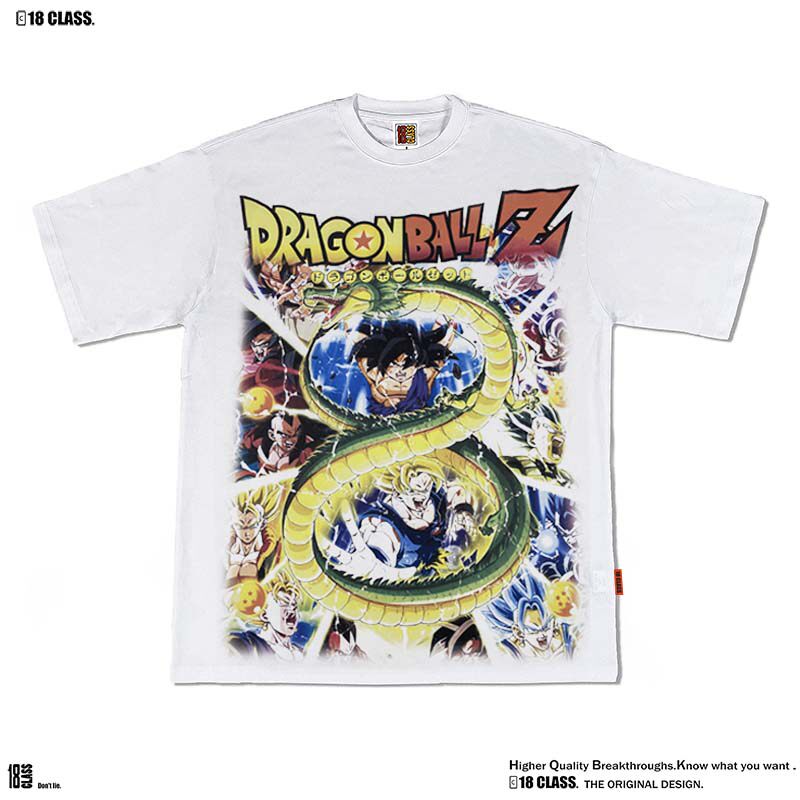DRAGON BALL龙珠孙悟空龟波气功美式短袖复古重磅纯棉水洗宽松T恤