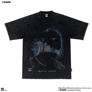 Travis Scott原创卫衣美式高街男女小领口重磅复古纯棉T恤长袖潮