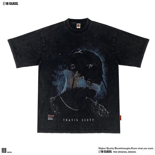 Travis Scott原创卫衣美式高街男女小领口重磅复古纯棉T恤长袖潮