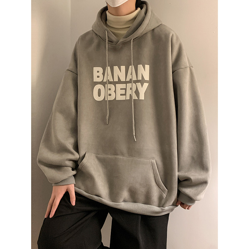 麂皮绒卫衣男秋冬ins潮牌水洗宽松男生卫衣刺绣连帽外套WY06P68,女装短外套,星座710