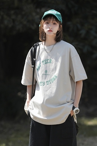 短袖t恤女夏季设计感印花chic宽松体恤纯棉显瘦小众上衣T02-P35图片