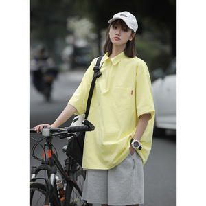 西海岸日系纯棉短袖衬衫女设计感小众休闲夏季薄款上衣7001-P45图片