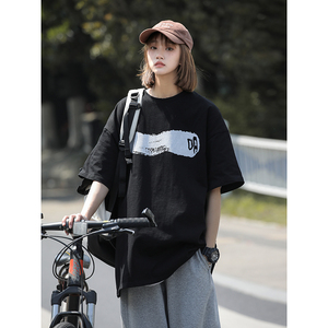 260g重磅印花短袖t恤女夏季美式bf风宽松半袖潮tee上衣T05-P35图片