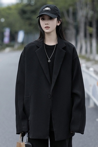 黑色西装外套女设计感小众秋季新款韩版通勤oversize宽松西服休闲图片
