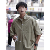 2024夏季新款男白色短袖衬衫男工装衬衣外套日系休闲男生7004-P45，商品下架区，星座710