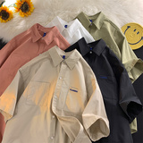 中性风短袖衬衫男生夏季薄款日系工装潮牌2025新款情侣款衬衣外套，商品下架区，星座710