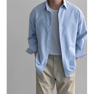 条纹衬衫男长袖秋季高级感痞帅韩版潮流休闲衬衣外套XZ710-805P50，男装衬衫，星座710