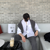 韩版春新款长袖衬衫男士高级感潮流百搭款宽松帅气衬衣3417P45，男装衬衫，星座710