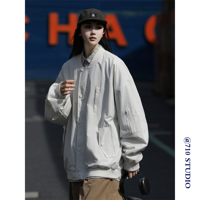 2025春秋情侣棒球服学生夹克工装宽松男女冲锋衣外套710-7011p88,男装夹克,星座710