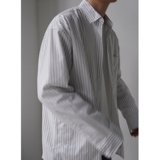 条纹休闲衬衫男秋季宽松长袖衬衣韩版潮流翻领上衣XZ710-803P50，男装衬衫，星座710